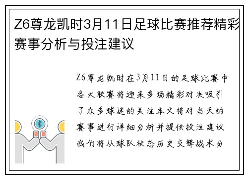 Z6尊龙凯时3月11日足球比赛推荐精彩赛事分析与投注建议