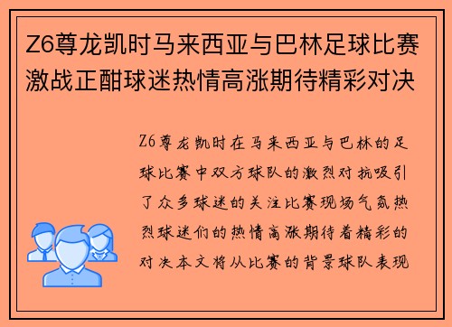 Z6尊龙凯时马来西亚与巴林足球比赛激战正酣球迷热情高涨期待精彩对决