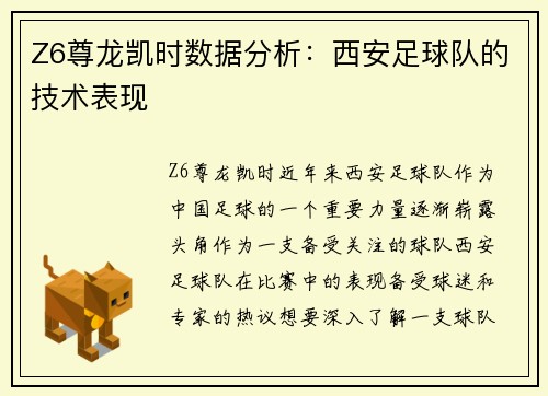 Z6尊龙凯时数据分析：西安足球队的技术表现